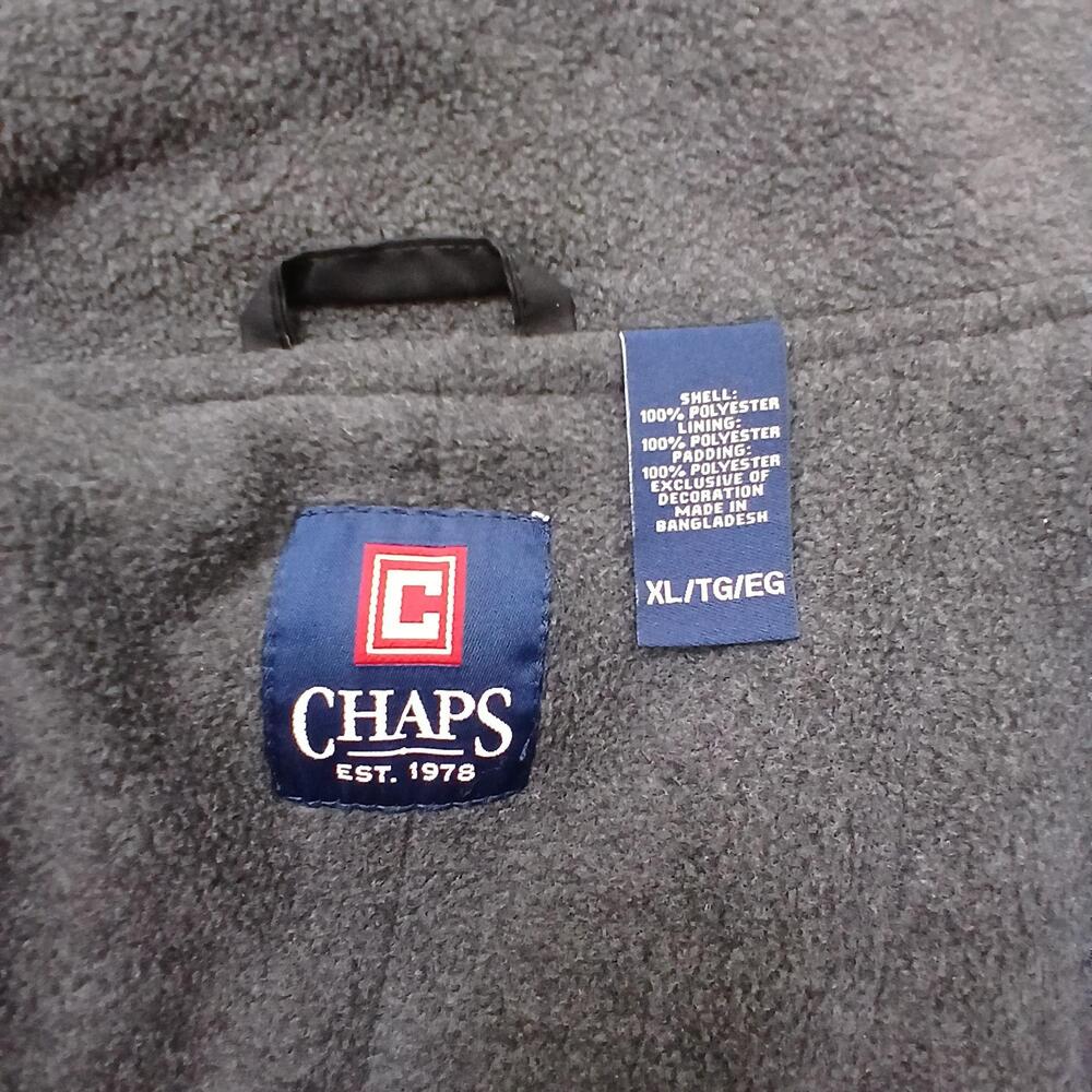 Chaps Jacket Mens XL Gray Fleece Lined Bomber Full Zip Insulated Casual Winter